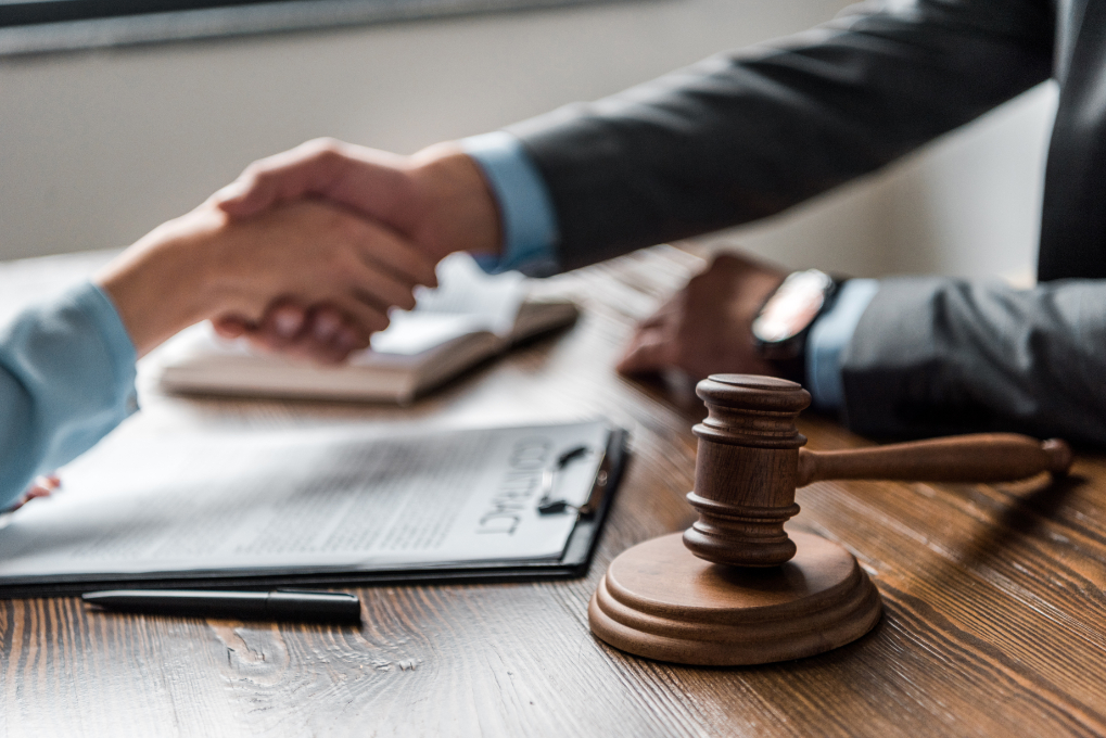 Lawyer shaking hands with a client