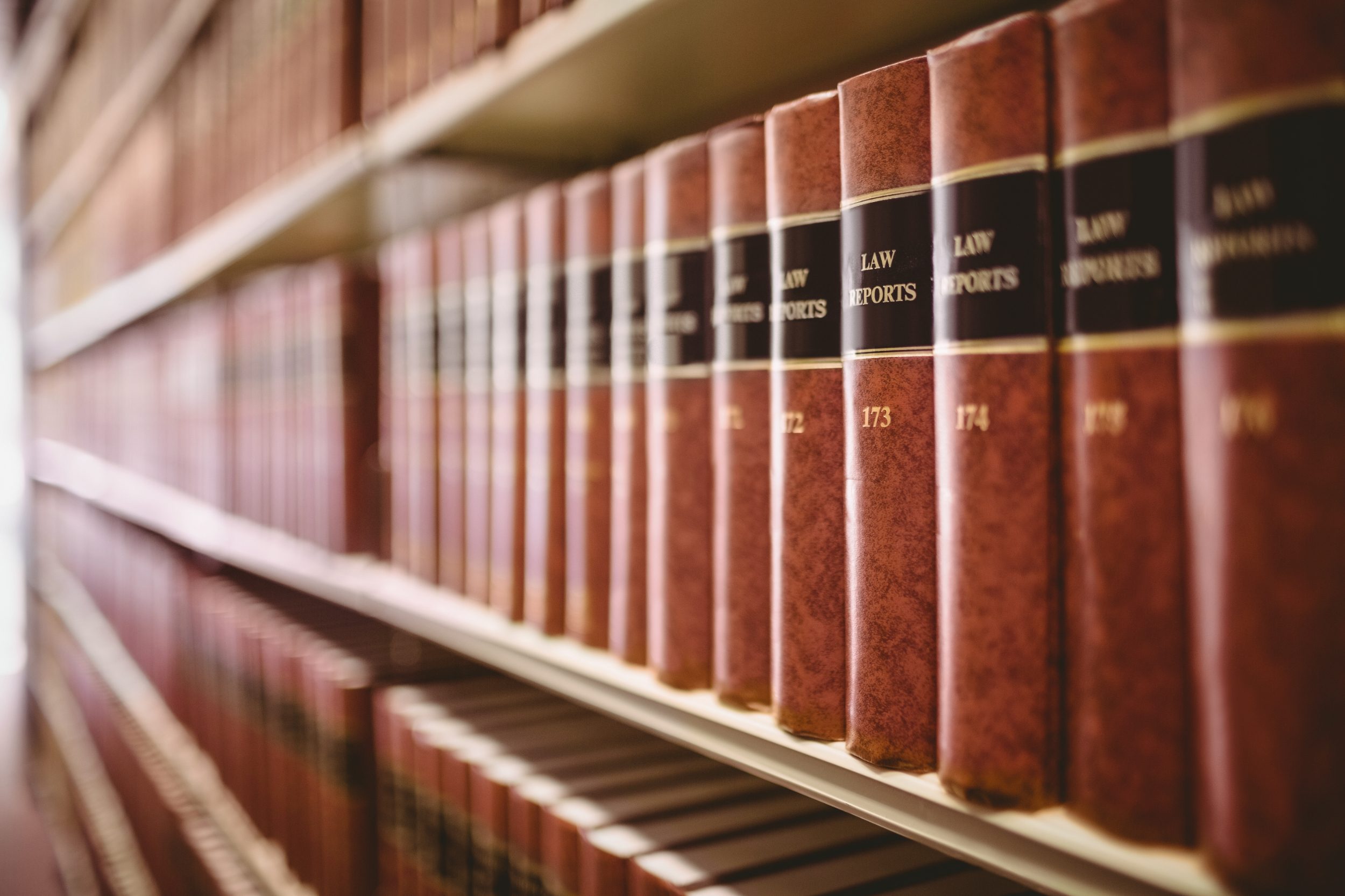 Law books on a book shelf